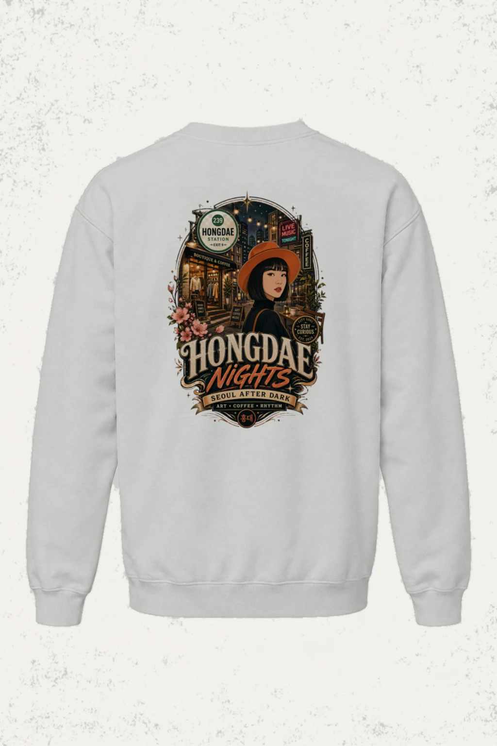 "Hongdae Nights" Heavy Blend Unisex Crewneck Sweatshirt | Gildan 18000