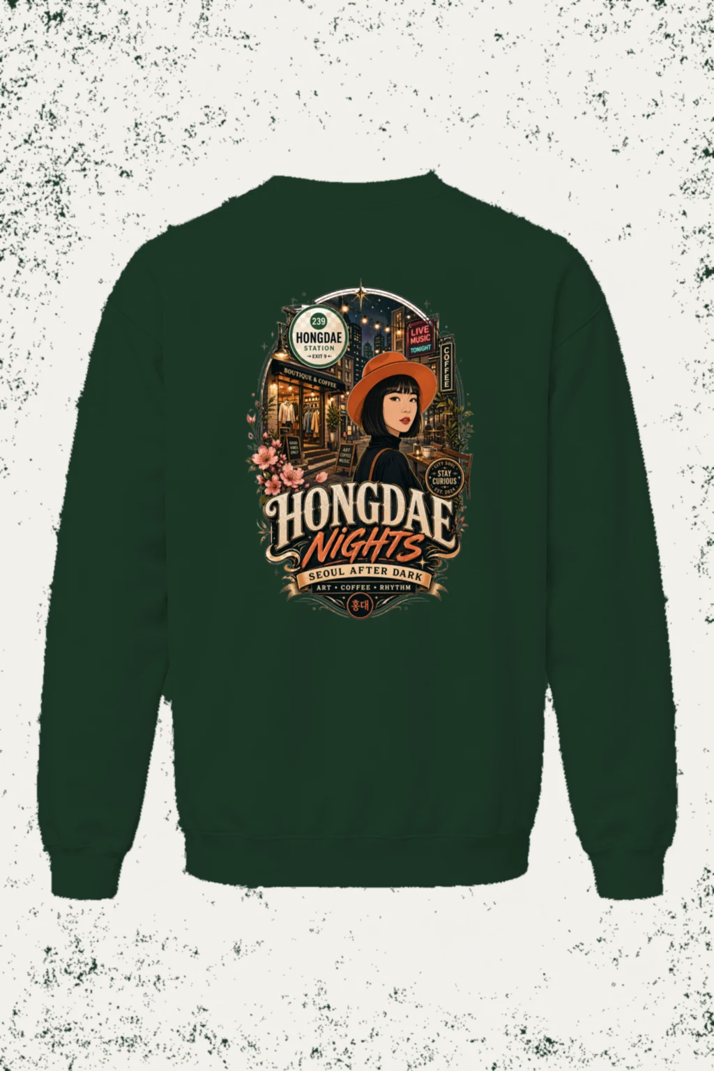"Hongdae Nights" Heavy Blend Unisex Crewneck Sweatshirt | Gildan 18000