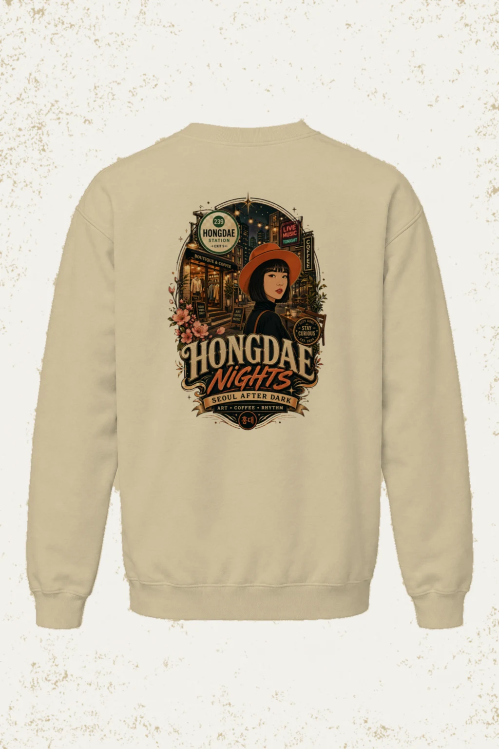 "Hongdae Nights" Heavy Blend Unisex Crewneck Sweatshirt | Gildan 18000