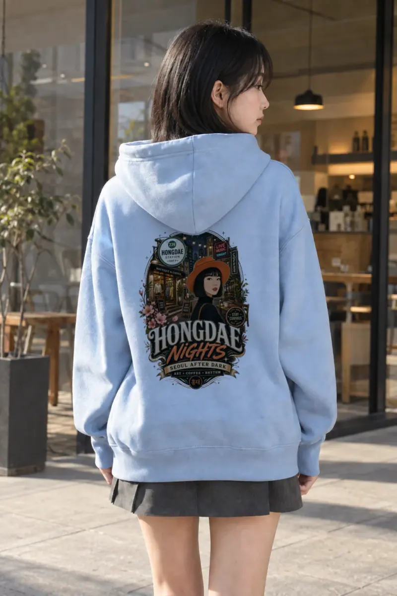 "Hongdae Nights" Heavy Blend Unisex Pullover Hoodie | Gildan 18500