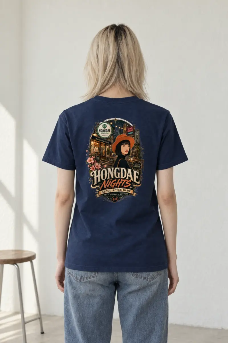 "Hongdae Nights" Heavyweight Unisex Crewneck T-shirt