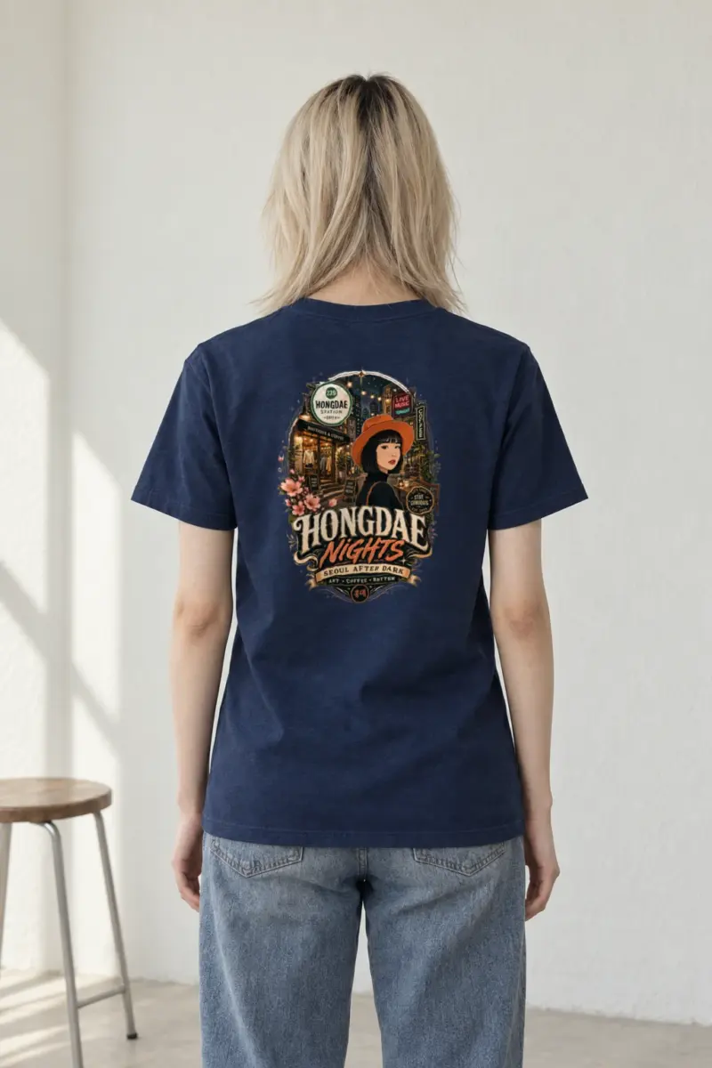 "Hongdae Nights" Heavyweight Unisex Crewneck T-shirt