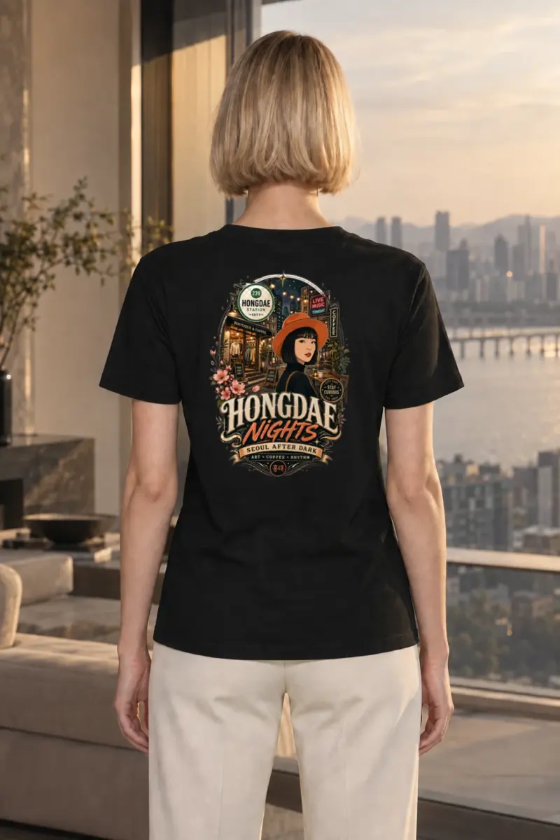 "Hongdae Nights" Heavyweight Unisex Crewneck T-shirt | Gildan 5000