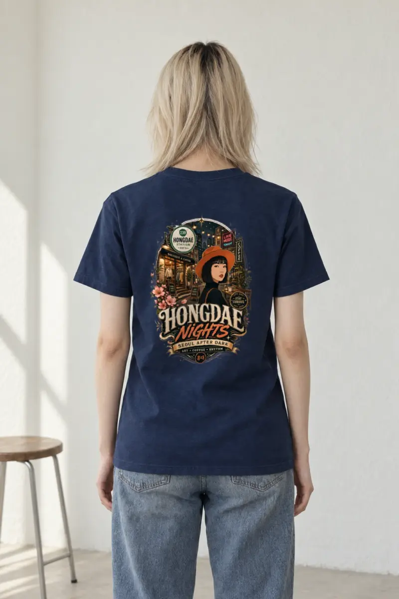 "Hongdae Nights" Heavyweight Unisex Crewneck T-shirt