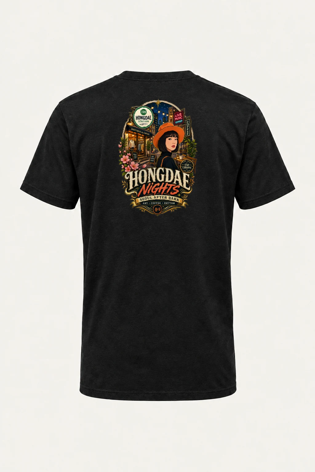 "Hongdae Nights" Heavyweight Unisex Crewneck T-shirt | Gildan 5000