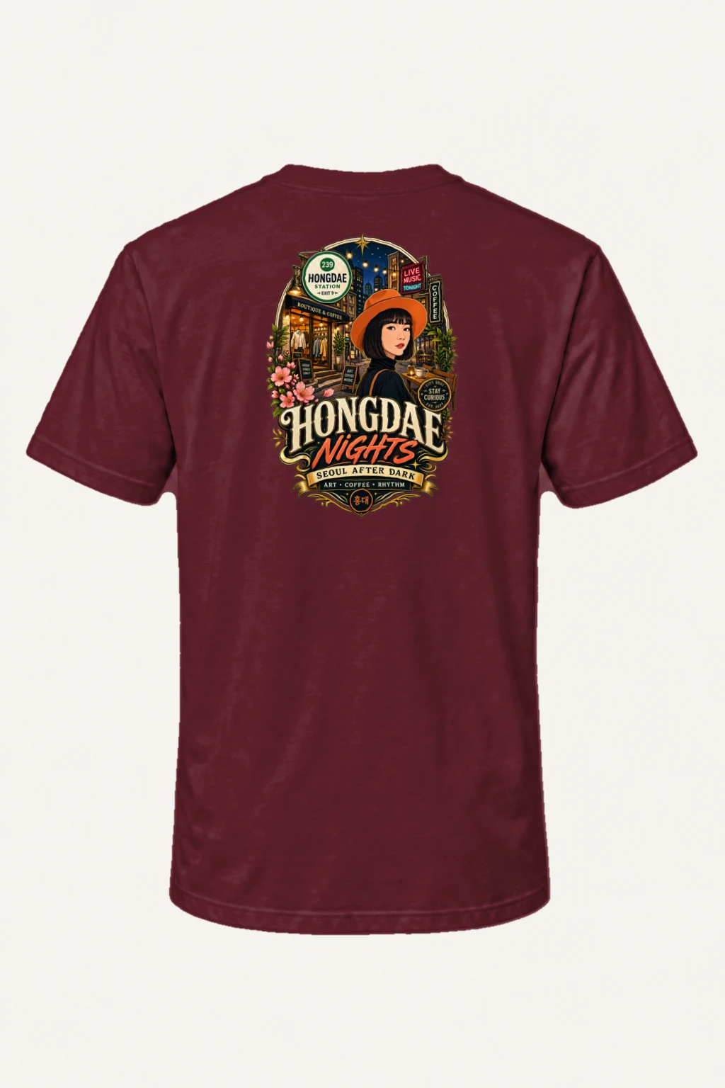 "Hongdae Nights" Heavyweight Unisex Crewneck T-shirt | Gildan 5000