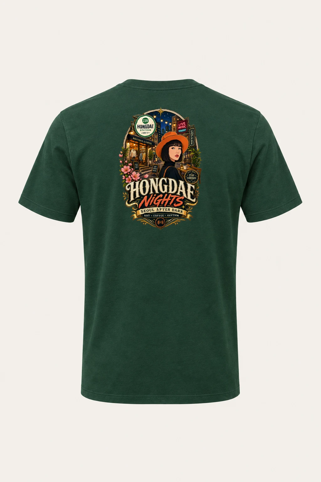 "Hongdae Nights" Heavyweight Unisex Crewneck T-shirt | Gildan 5000