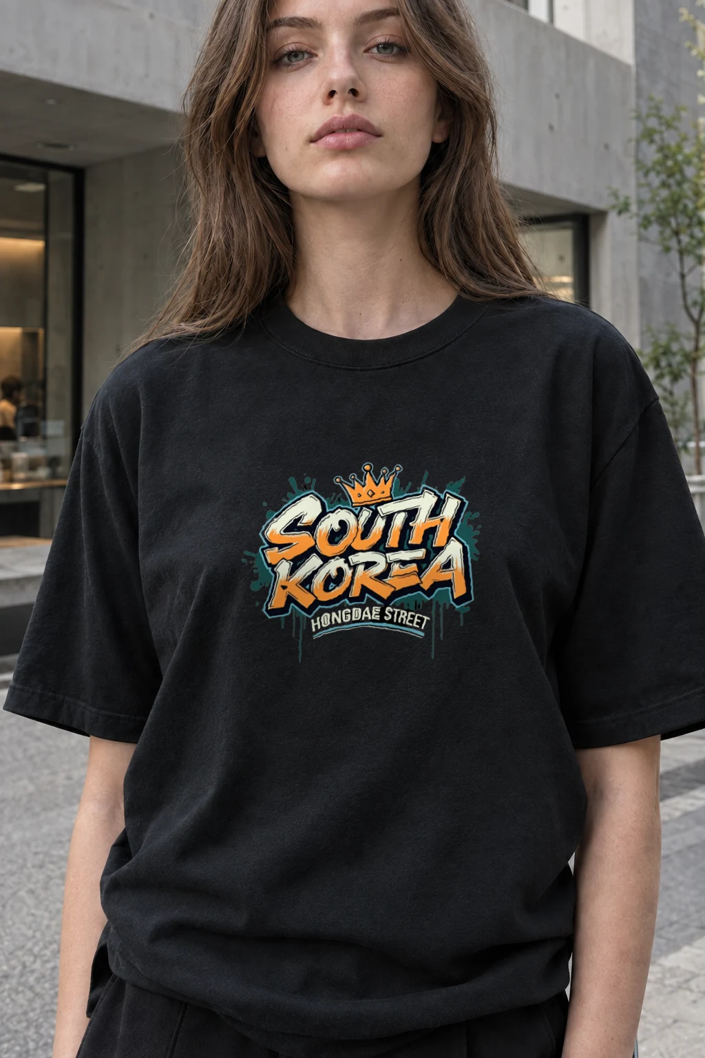 "Hongdae Street Crown" Heavyweight Unisex Crewneck T-shirt | Gildan 5000