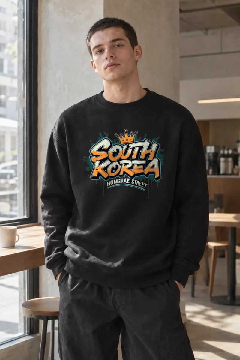 "Hongdae Street" Heavy Blend Unisex Crewneck Sweatshirt | Gildan 18000