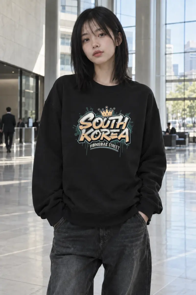"Hongdae Street" Heavy Blend Unisex Crewneck Sweatshirt | Gildan 18000