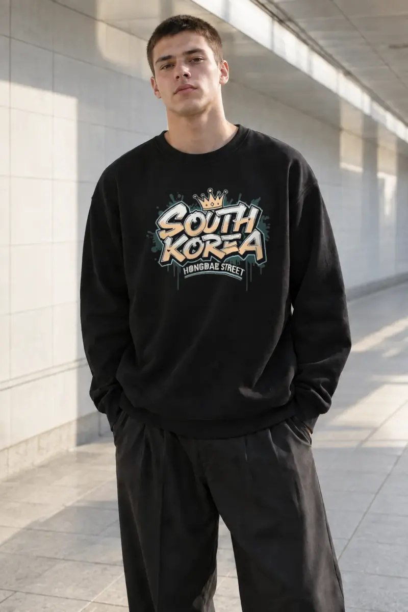"Hongdae Street" Heavy Blend Unisex Crewneck Sweatshirt | Gildan 18000