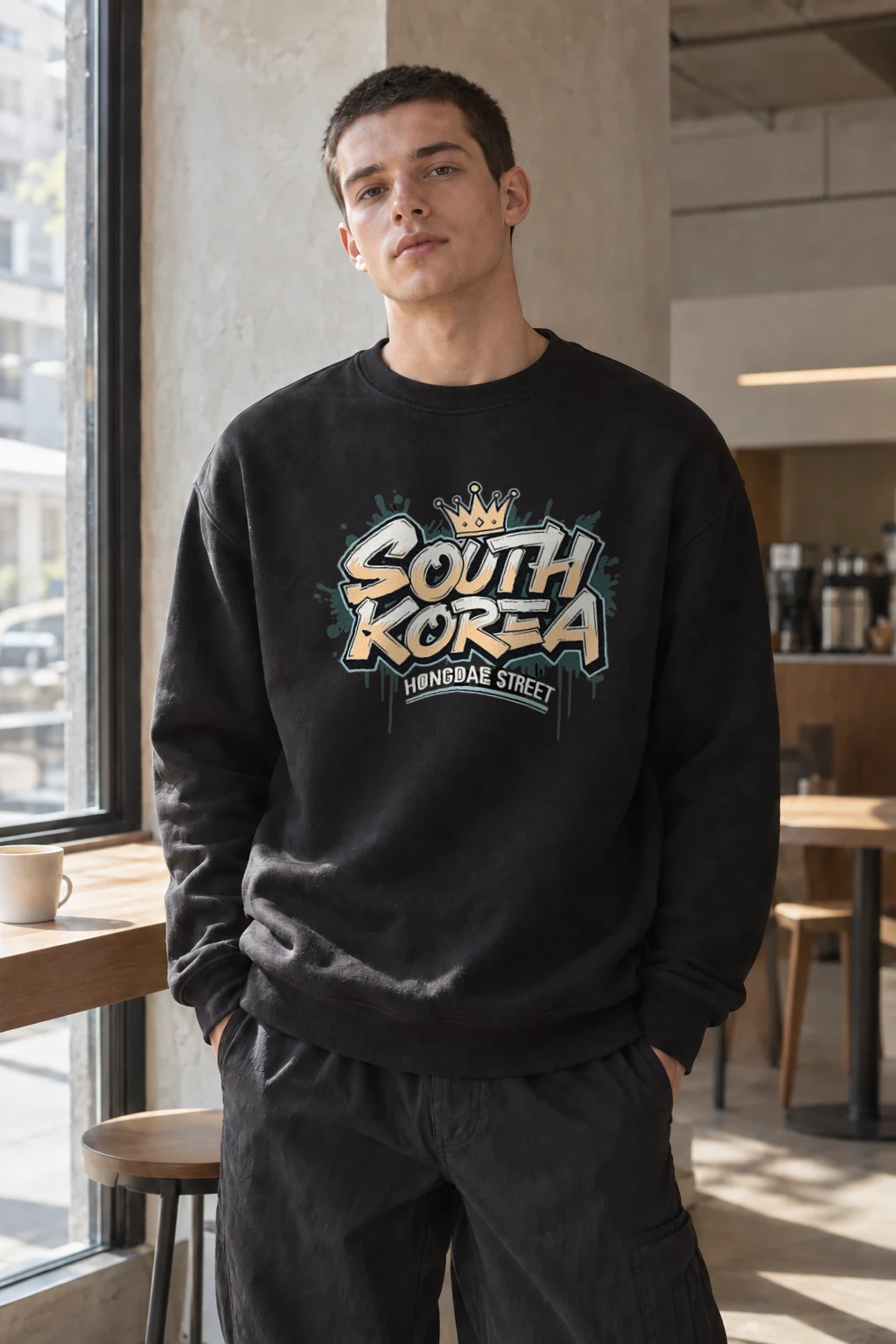 "Hongdae Street" Heavy Blend Unisex Crewneck Sweatshirt | Gildan 18000