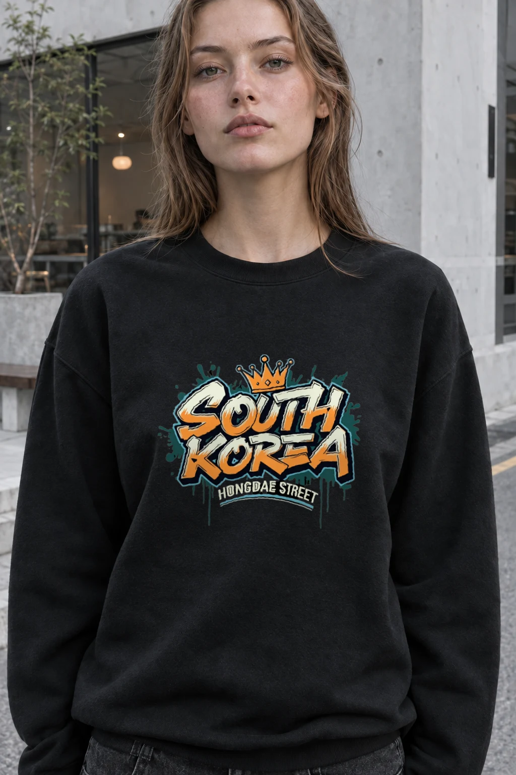 "Hongdae Street" Heavy Blend Unisex Crewneck Sweatshirt | Gildan 18000