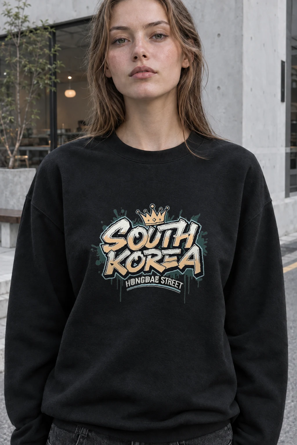 "Hongdae Street" Heavy Blend Unisex Crewneck Sweatshirt | Gildan 18000