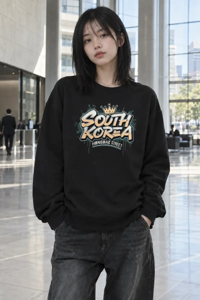 "Hongdae Street" Heavy Blend Unisex Crewneck Sweatshirt | Gildan 18000
