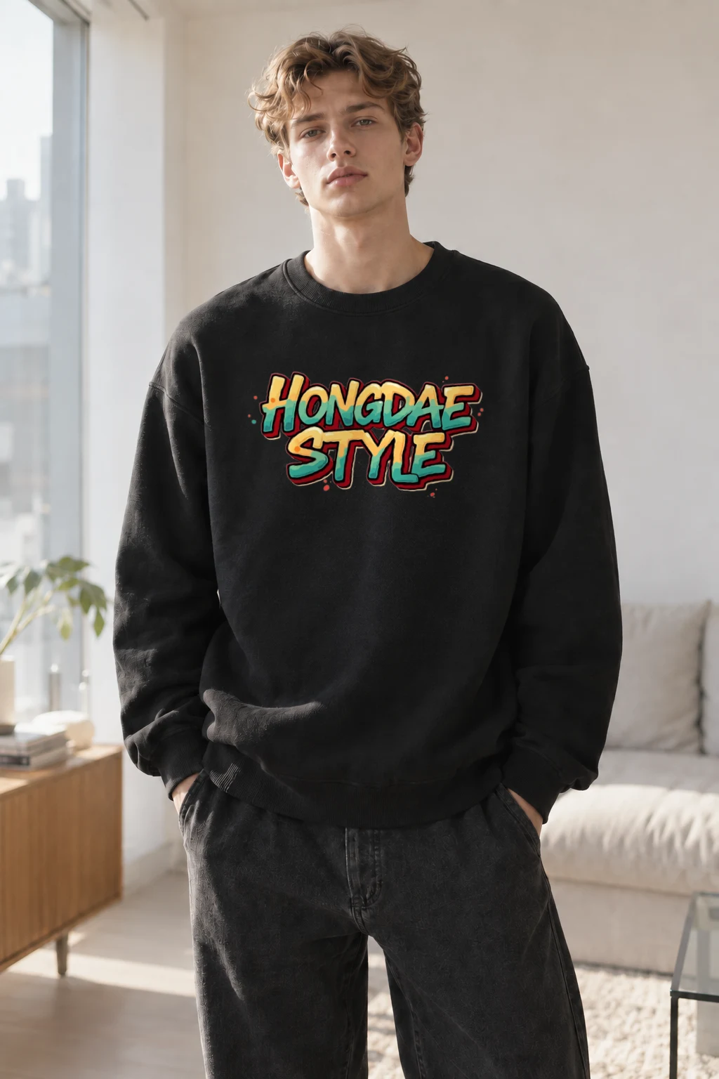 "Hongdae Style" Heavy Blend Unisex Crewneck Sweatshirt | Gildan 18000