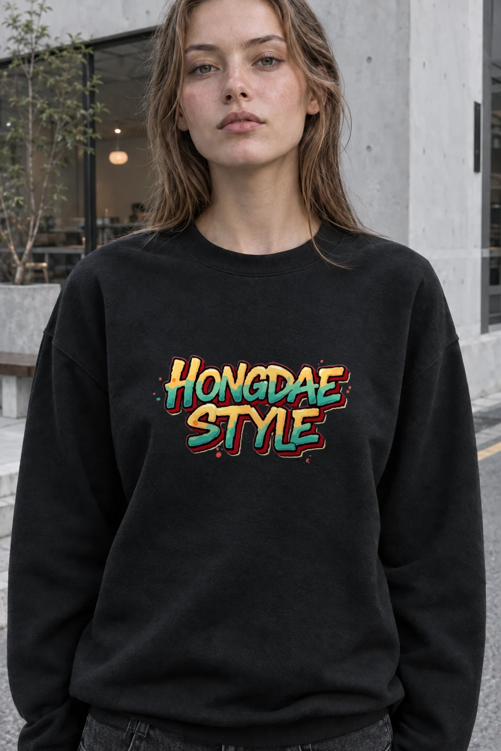 "Hongdae Style" Heavy Blend Unisex Crewneck Sweatshirt | Gildan 18000