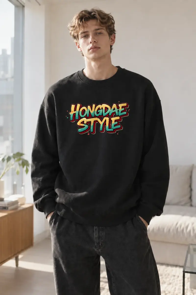 "Hongdae Style" Heavy Blend Unisex Crewneck Sweatshirt | Gildan 18000