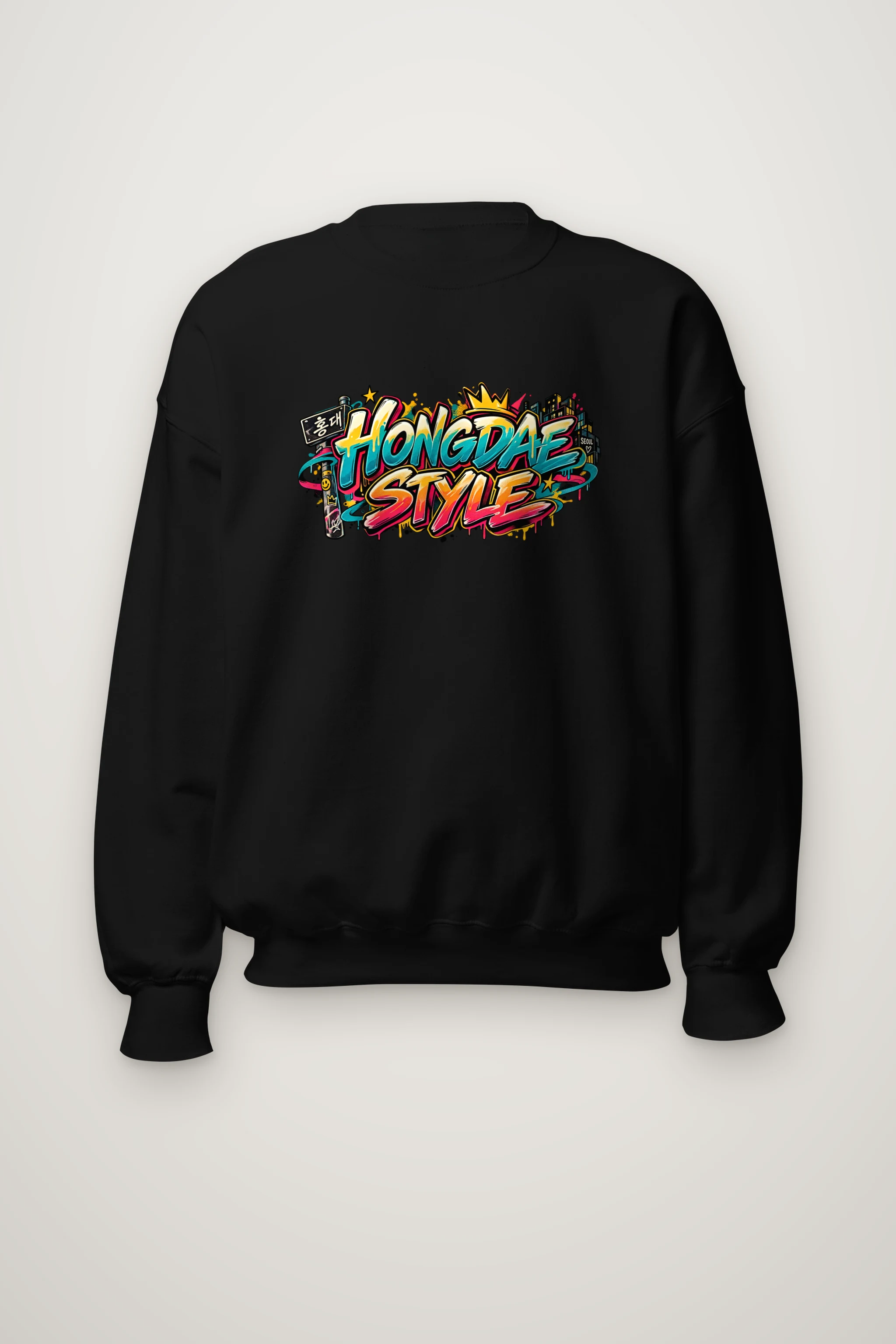 "Hongdae Style Graffiti Crew" Heavy Blend Unisex Crewneck Sweatshirt