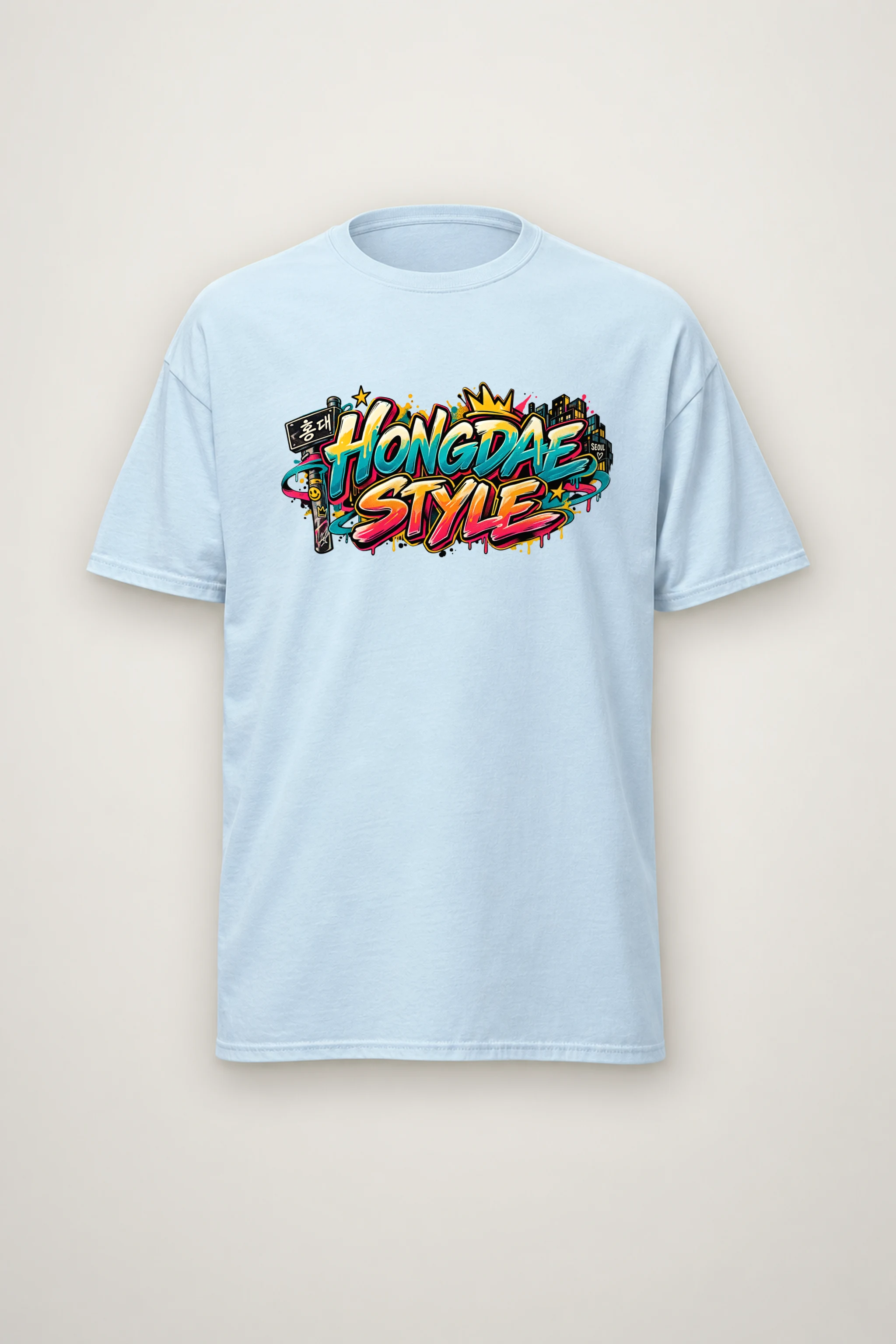 "Hongdae Style Graffiti Tee" Heavyweight Unisex Crewneck T-shirt