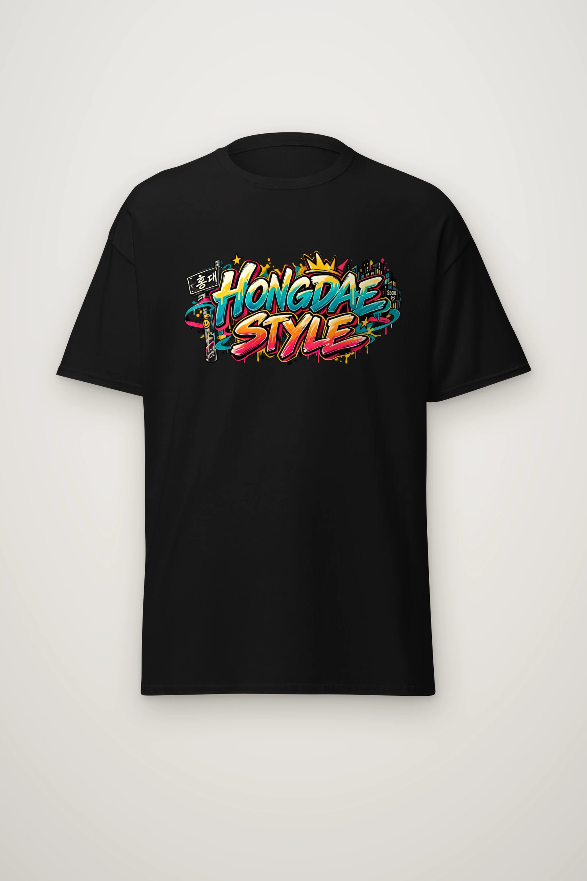 "Hongdae Style Graffiti Tee" Heavyweight Unisex Crewneck T-shirt