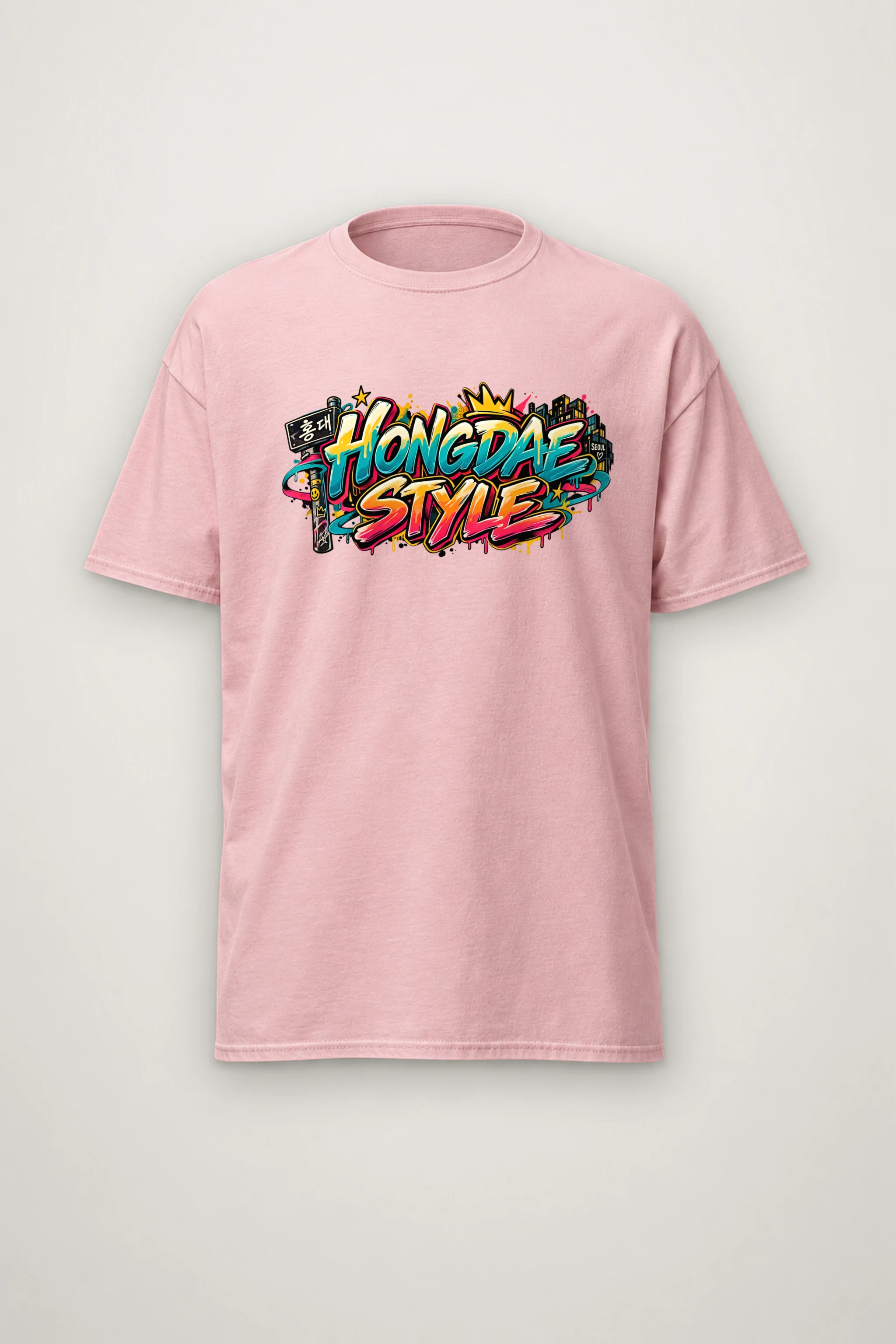 "Hongdae Style Graffiti Tee" Heavyweight Unisex Crewneck T-shirt