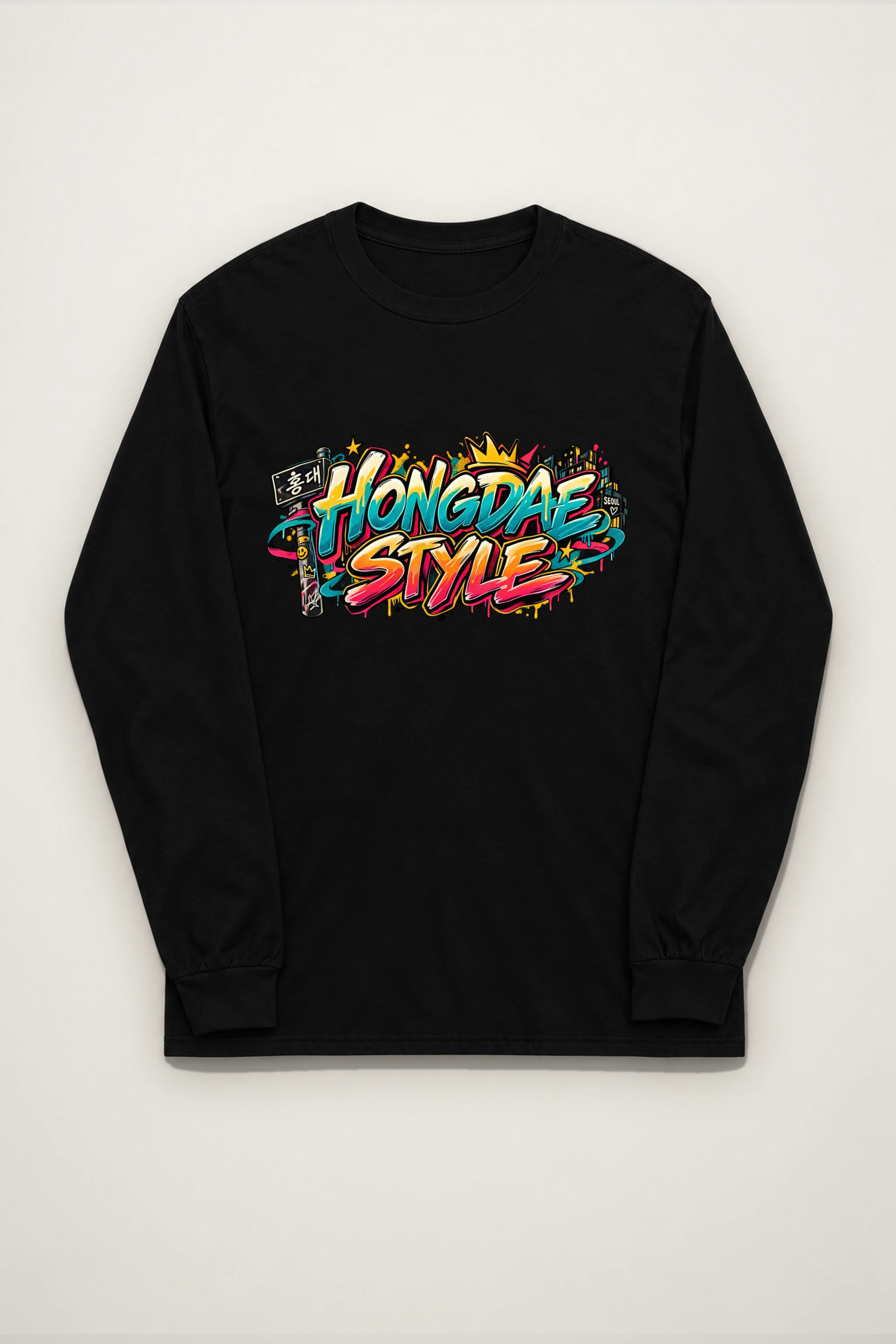 "Hongdae Street Graffiti" Unisex Longsleeve T-shirt
