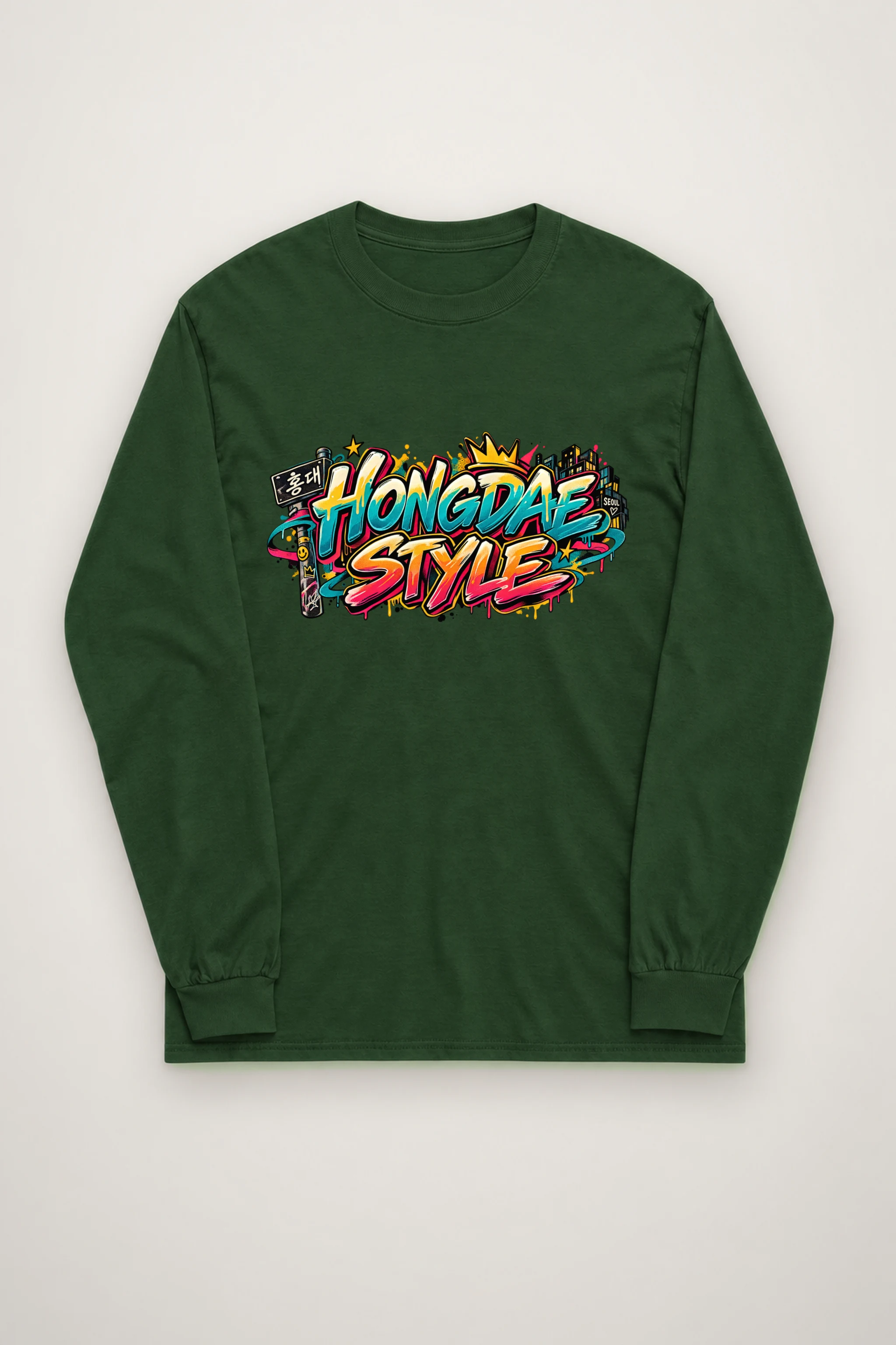 "Hongdae Street Graffiti" Unisex Longsleeve T-shirt