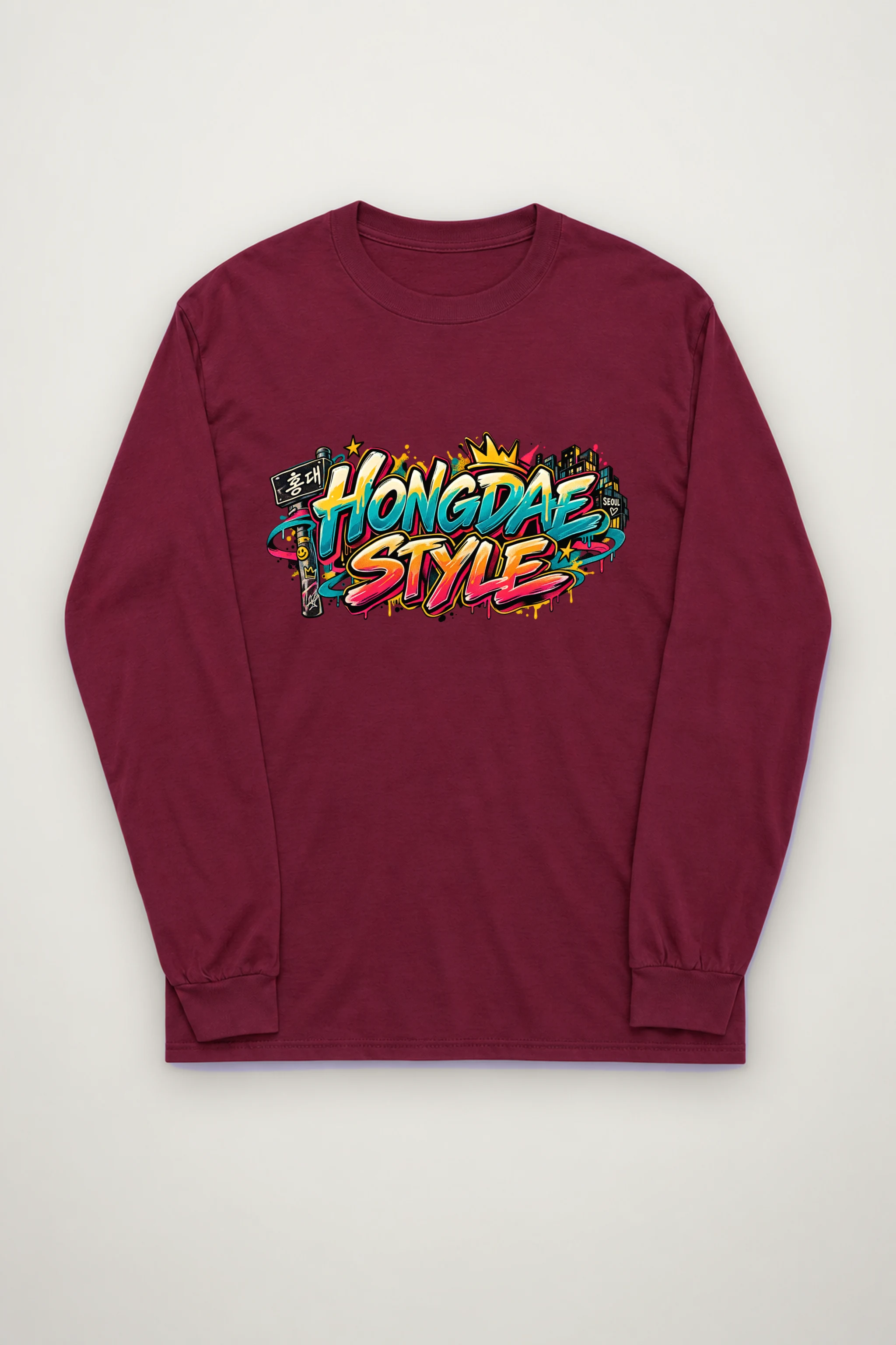 "Hongdae Street Graffiti" Unisex Longsleeve T-shirt