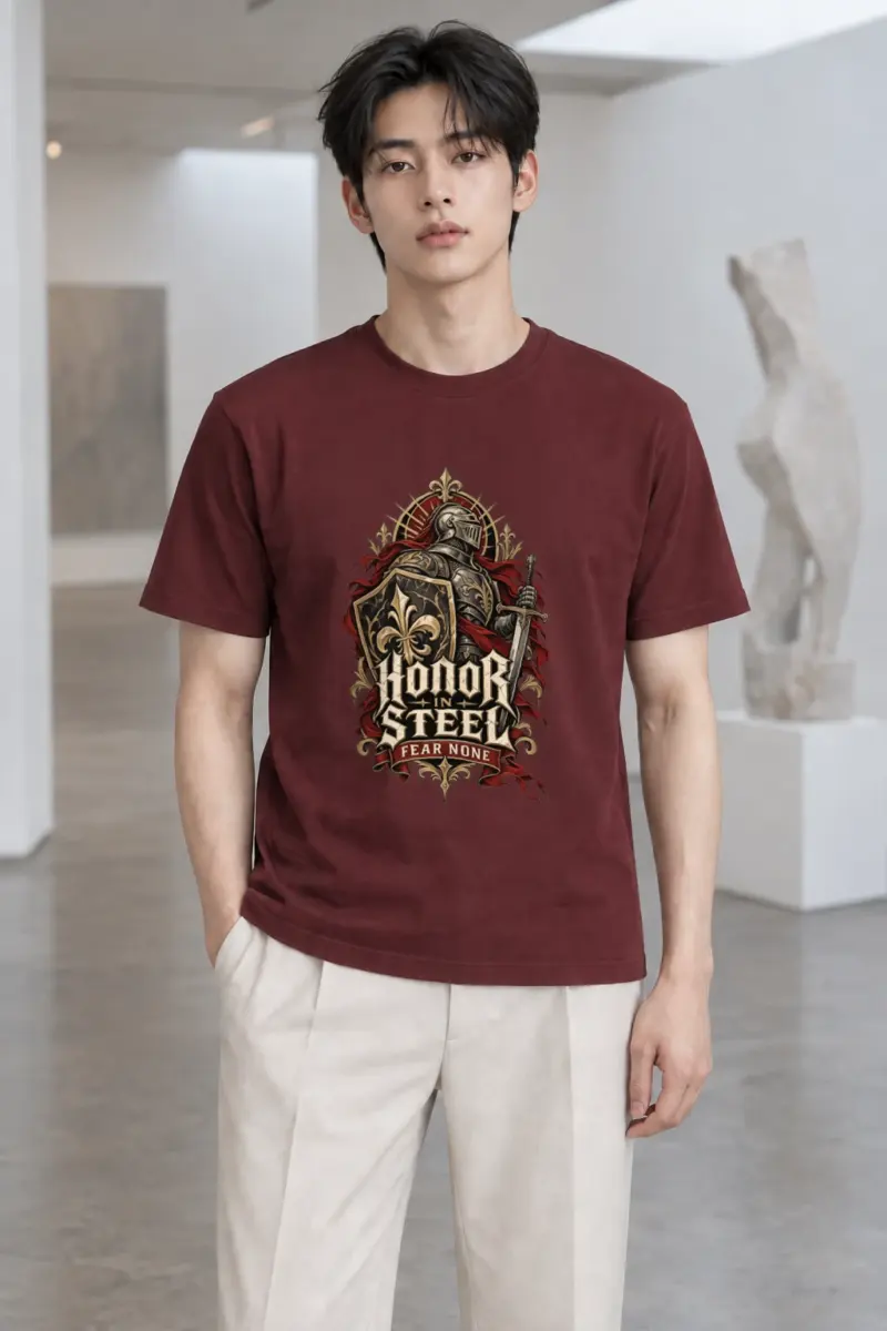 "Honor In Steel" Heavyweight Unisex Crewneck T-shirt | Gildan 5000