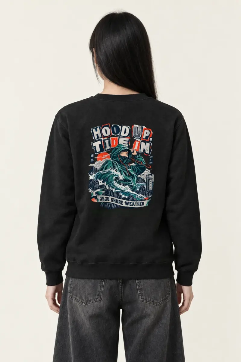"Hood Up, Tide In" Heavy Blend Unisex Crewneck Sweatshirt