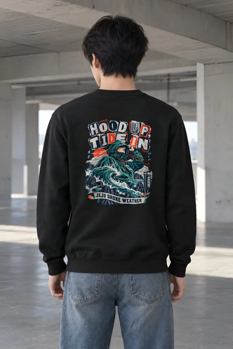 "Hood Up, Tide In" Heavy Blend Unisex Crewneck Sweatshirt