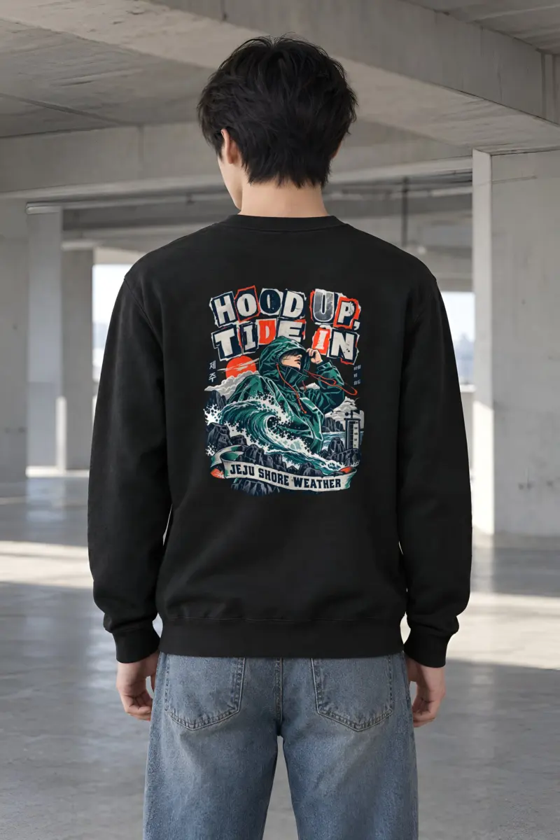 "Hood Up, Tide In" Heavy Blend Unisex Crewneck Sweatshirt