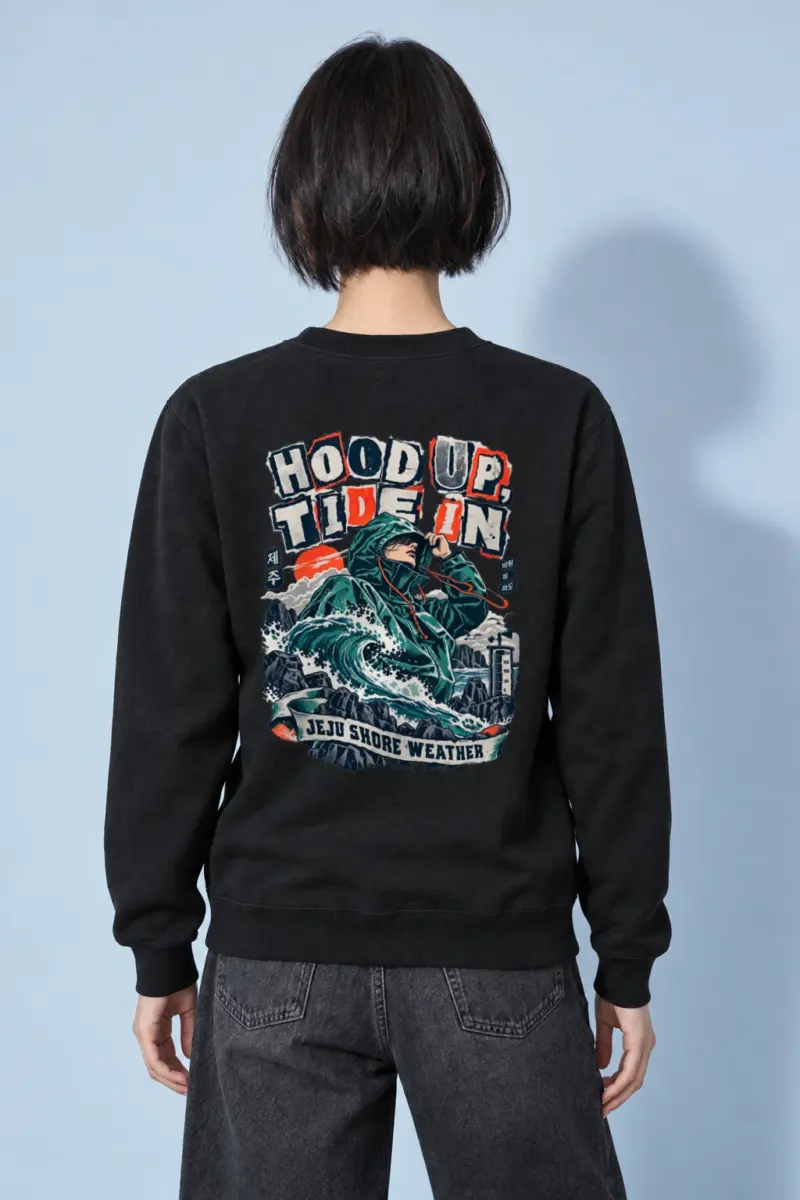"Hood Up, Tide In" Heavy Blend Unisex Crewneck Sweatshirt