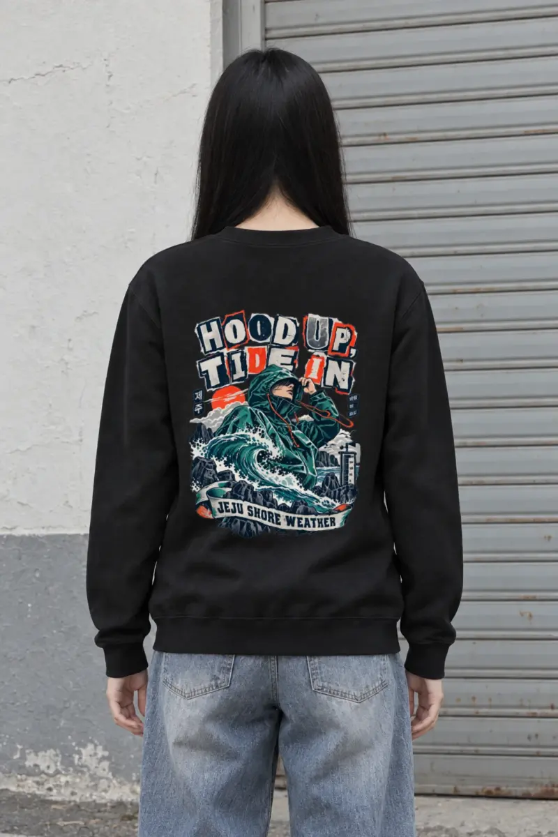 “Hood Up, Tide In” Heavy Blend Unisex Crewneck Sweatshirt