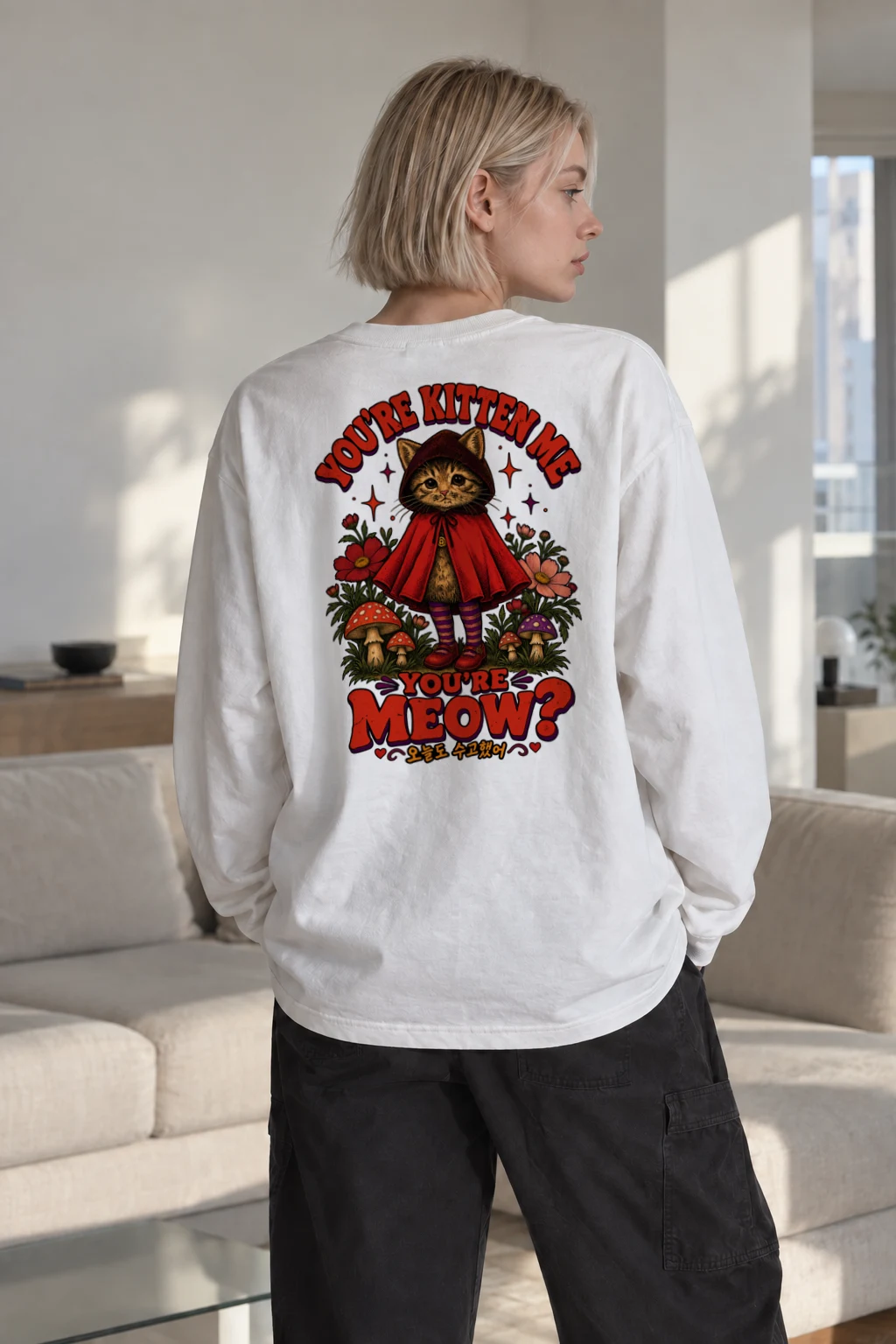 "Hooded Kitten" Unisex Longsleeve T-shirt | Gildan 2400