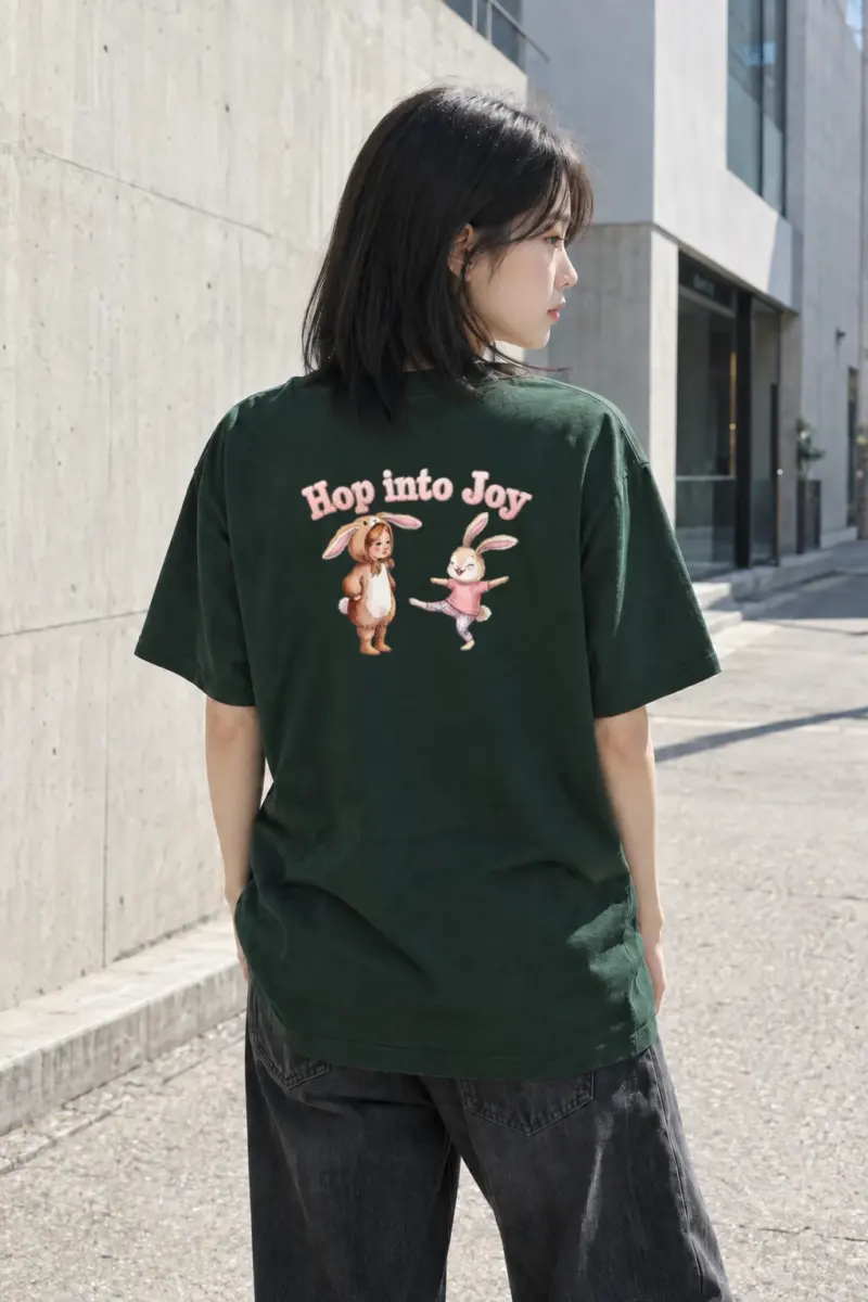 "Hop Into Joy" Heavyweight Unisex Crewneck T-shirt | Gildan 5000
