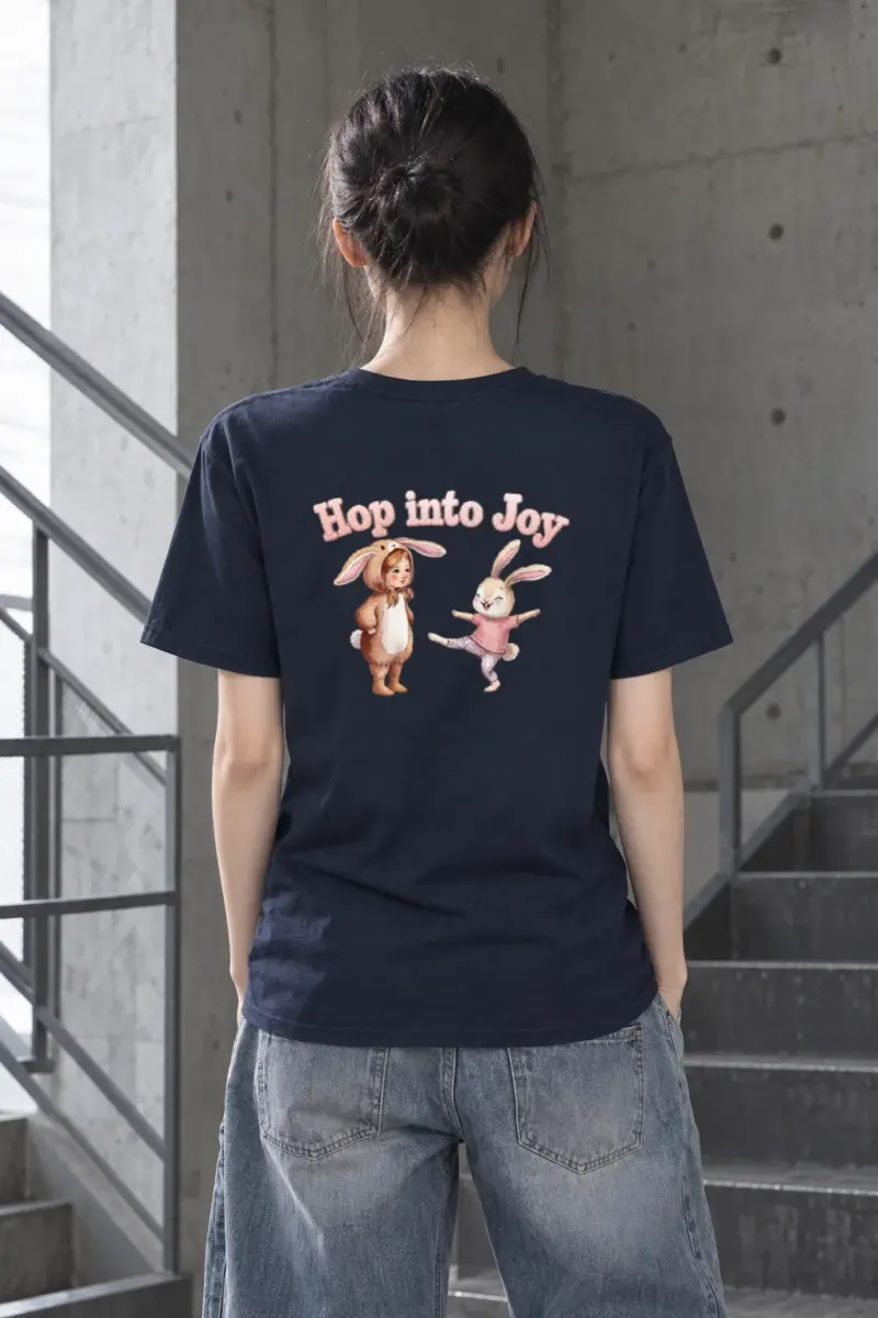 "Hop Into Joy" Heavyweight Unisex Crewneck T-shirt