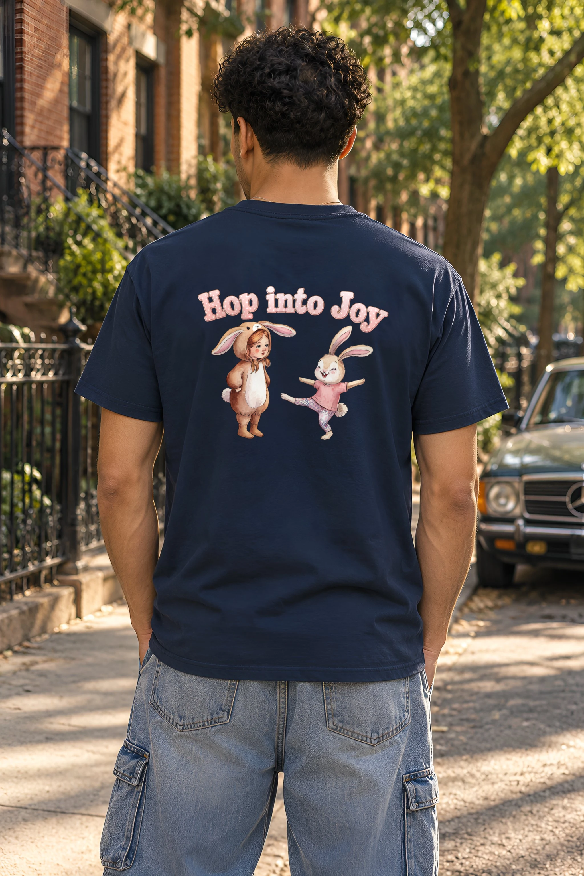 "Hop Into Joy" Heavyweight Unisex Crewneck T-shirt