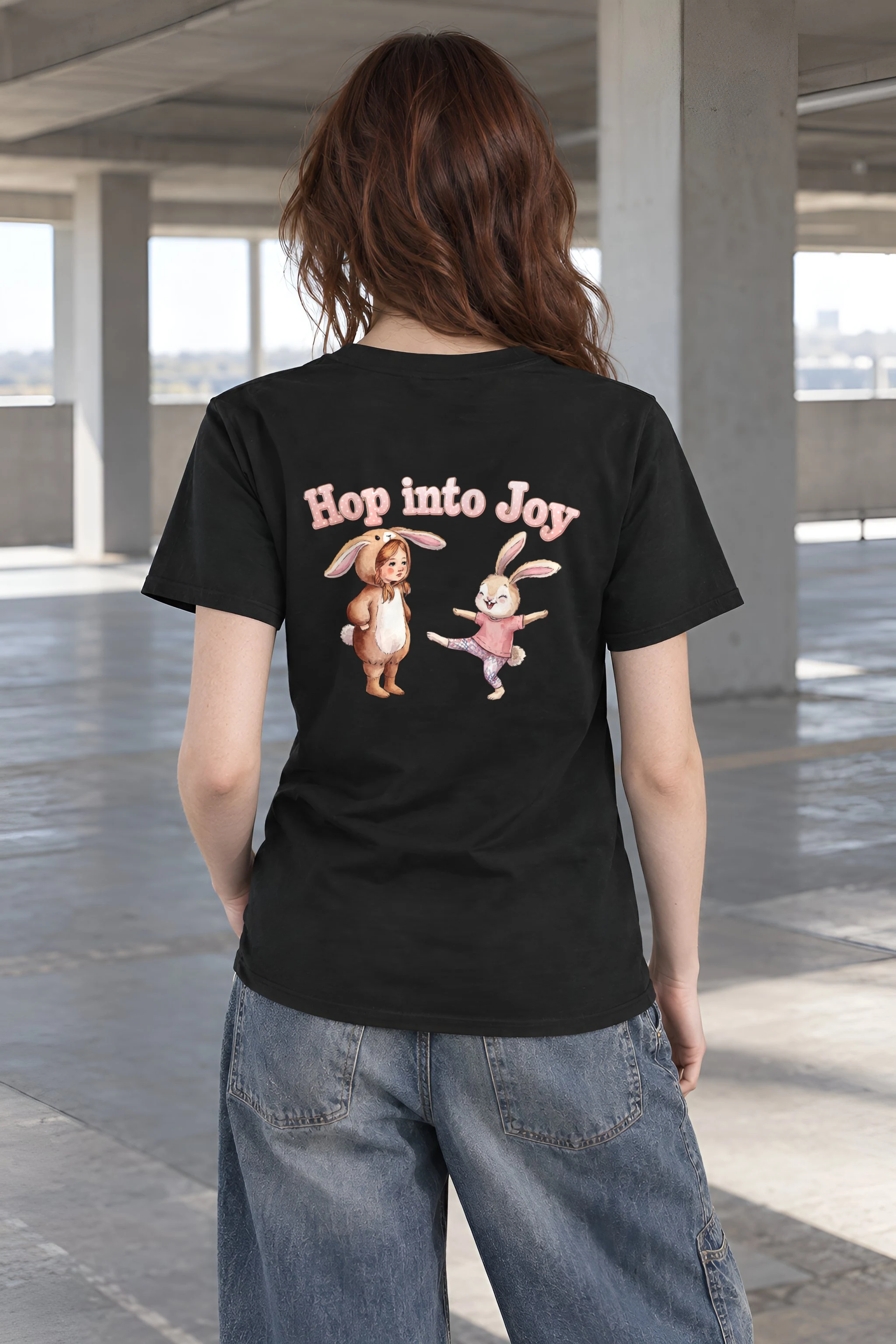 "Hop Into Joy" Heavyweight Unisex Crewneck T-shirt