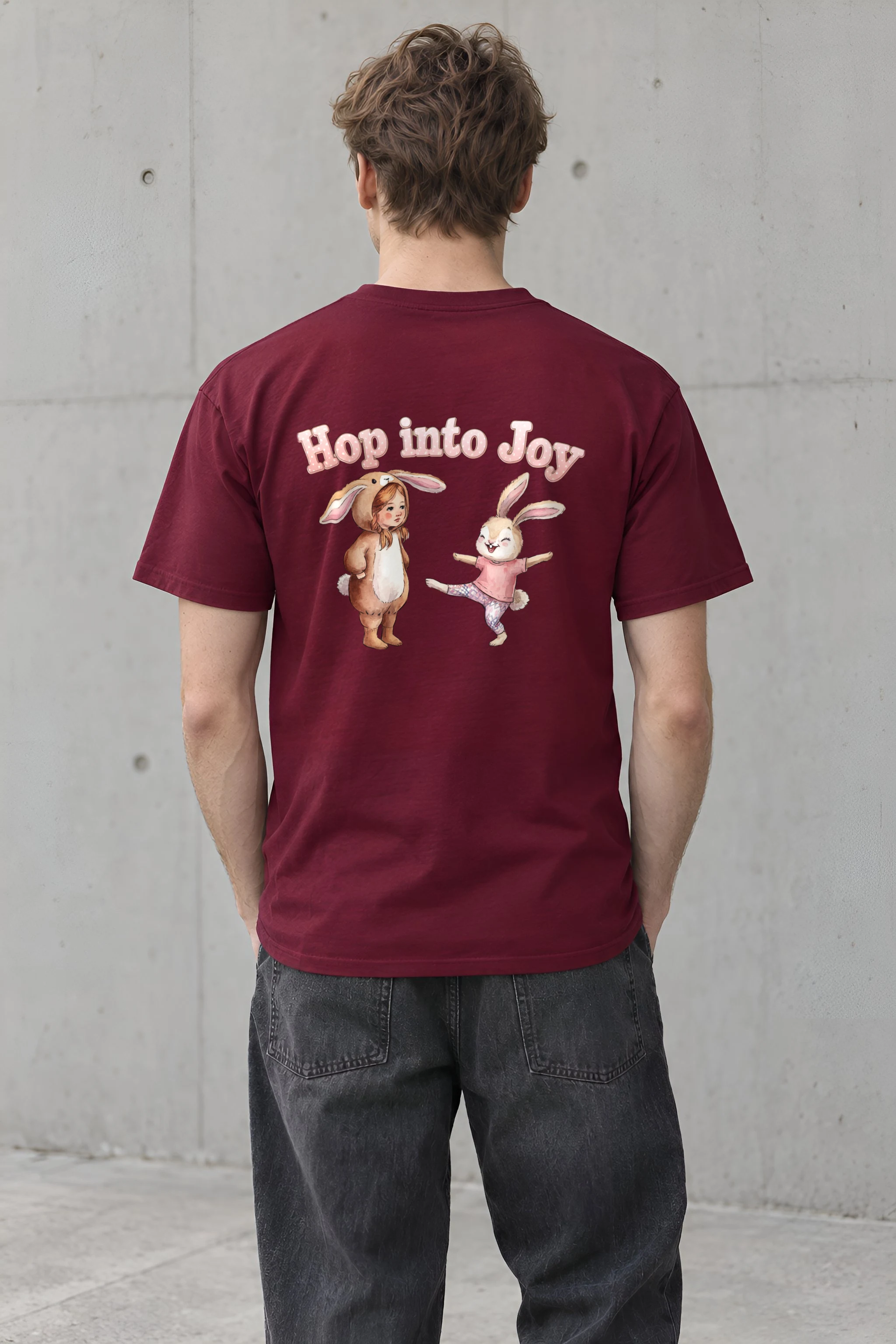 "Hop Into Joy" Heavyweight Unisex Crewneck T-shirt
