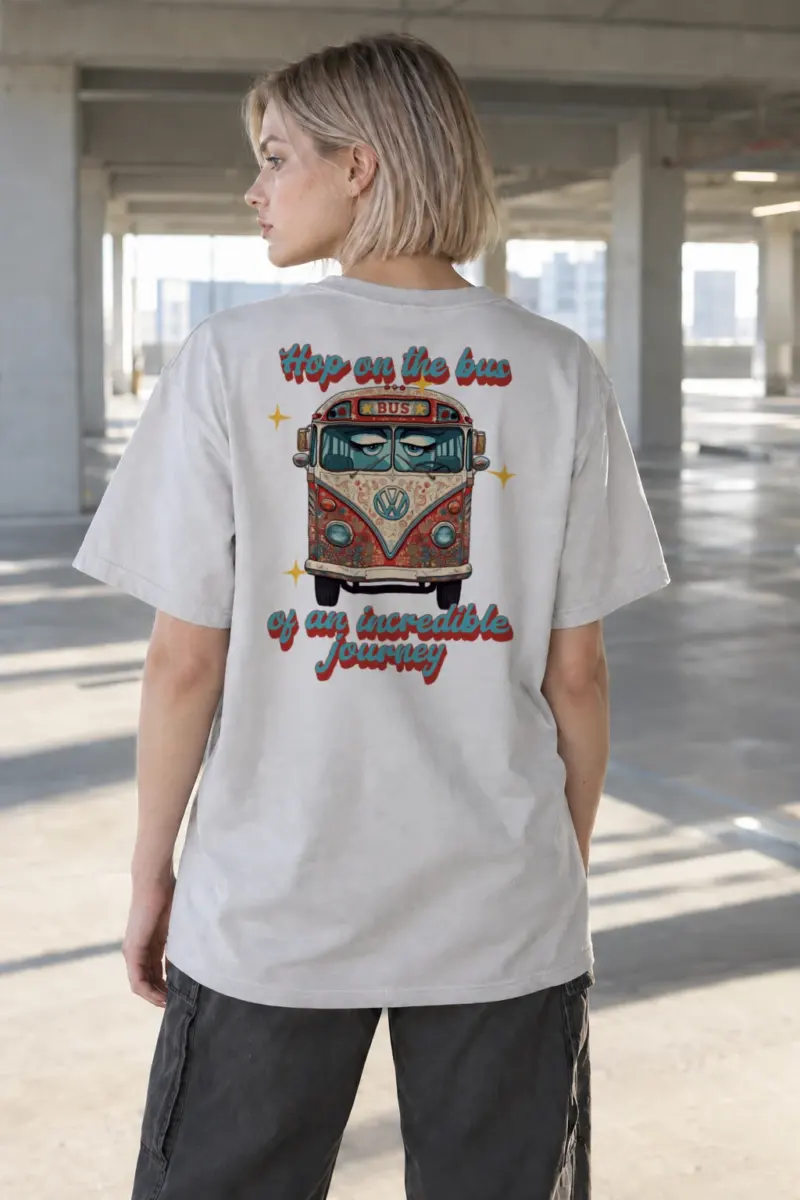 "Hop On The Bus" Heavyweight Unisex Crewneck T-shirt | Gildan 5000