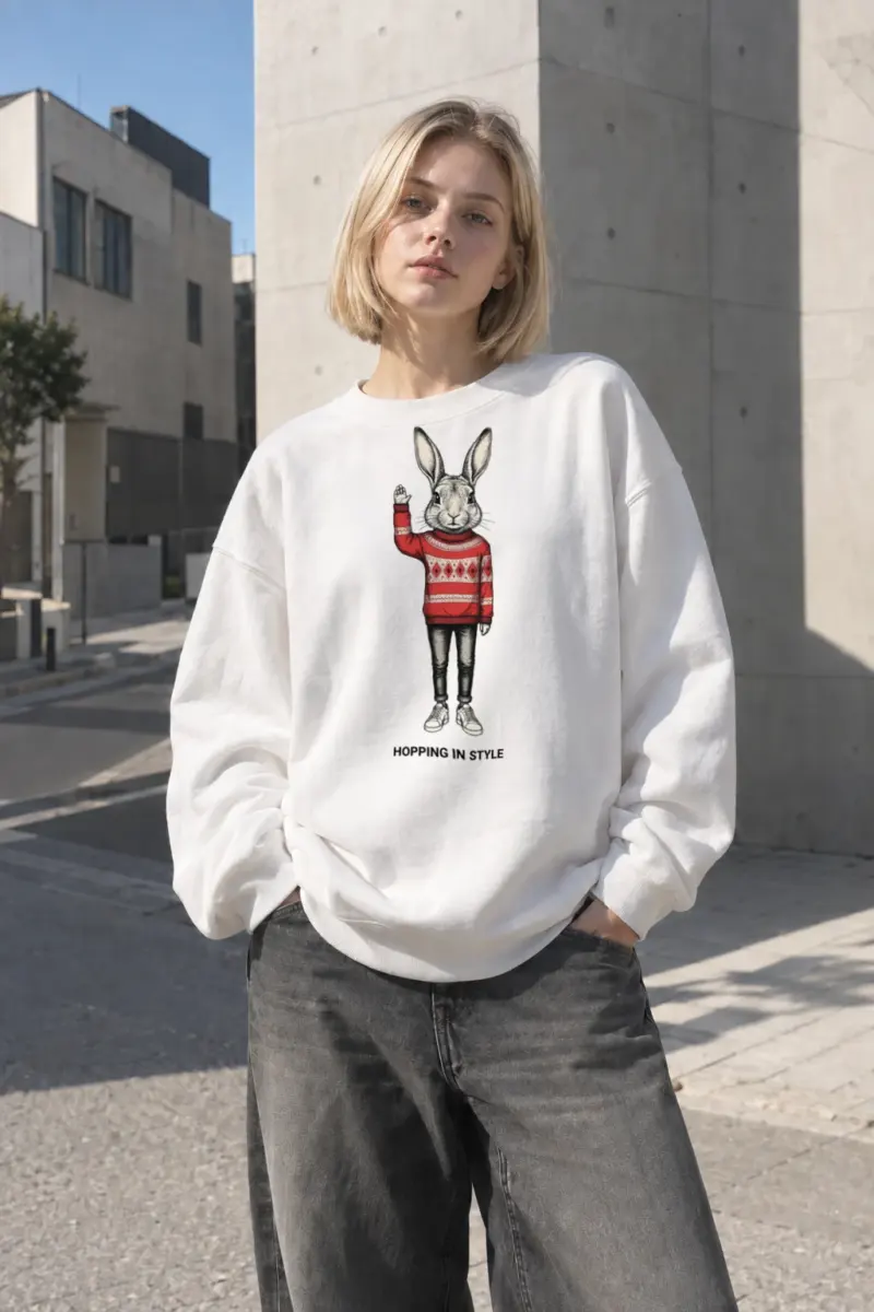 “Hopping In Style” Heavy Blend Unisex Crewneck Sweatshirt | Gildan 18000