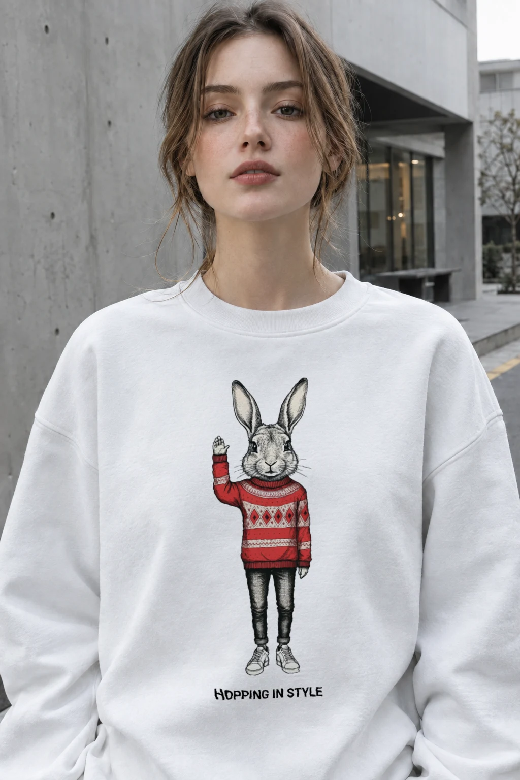 "Hopping In Style" Heavy Blend Unisex Crewneck Sweatshirt | Gildan 18000