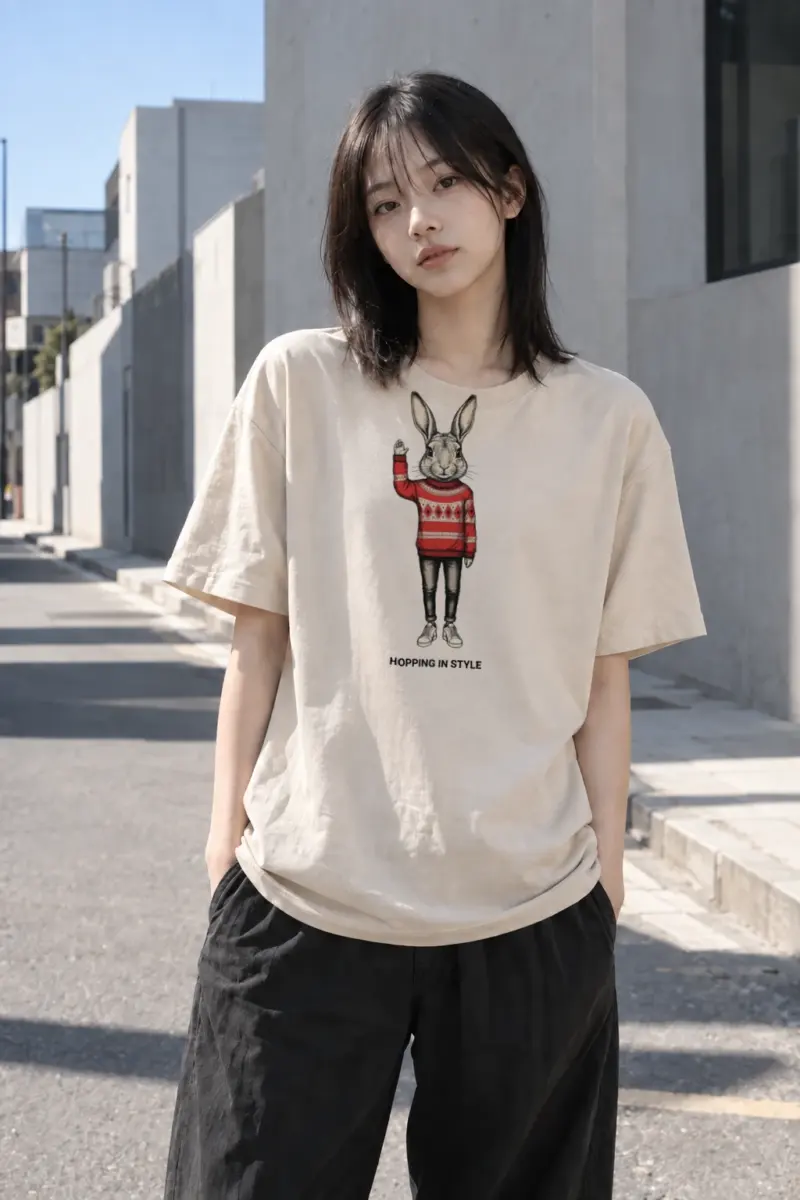 "Hopping In Style" Heavyweight Unisex Crewneck T-shirt | Gildan 5000