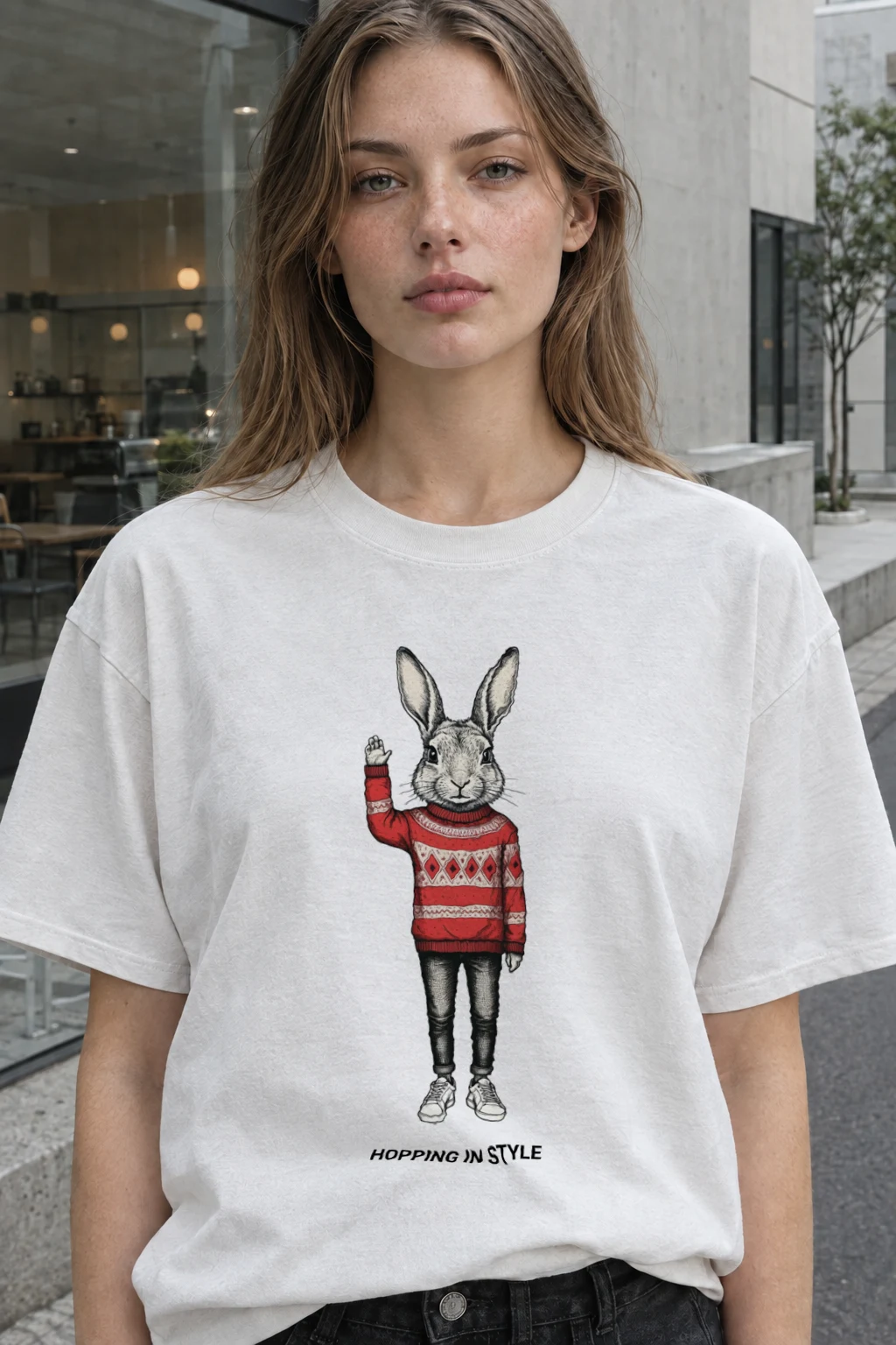 "Hopping In Style" Heavyweight Unisex Crewneck T-shirt | Gildan 5000