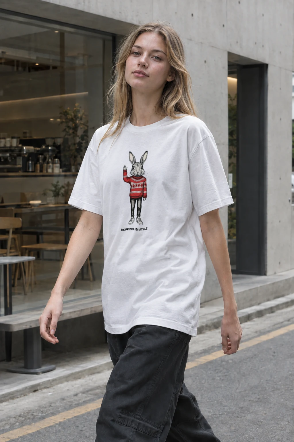 "Hopping In Style" Heavyweight Unisex Crewneck T-shirt | Gildan 5000