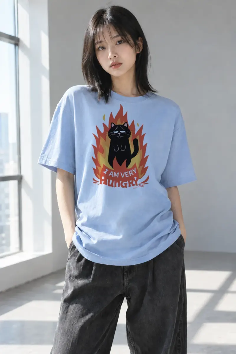 “I Am Very Hungry” Heavyweight Unisex Crewneck T-shirt | Gildan 5000
