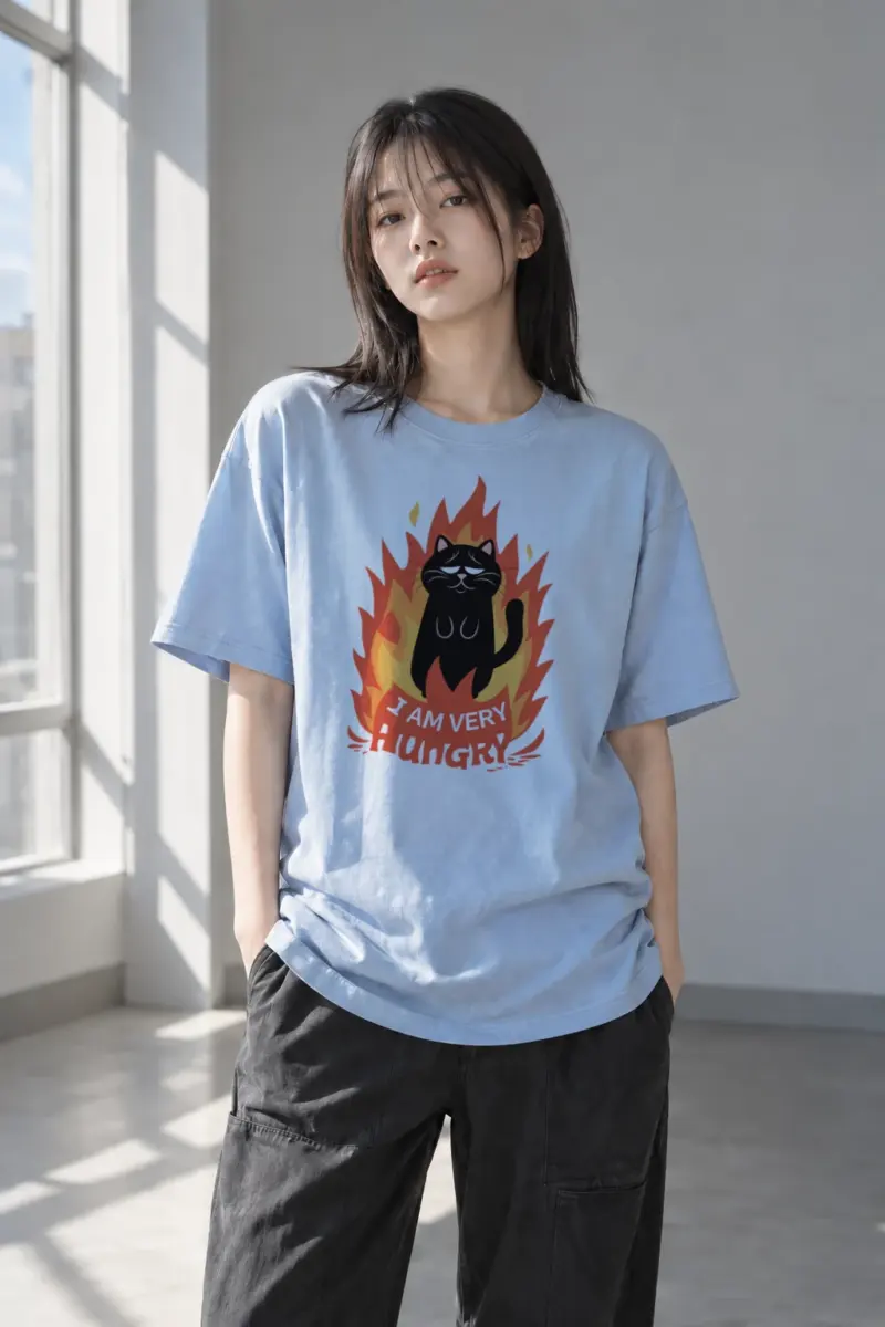 "I Am Very Hungry" Heavyweight Unisex Crewneck T-shirt | Gildan 5000