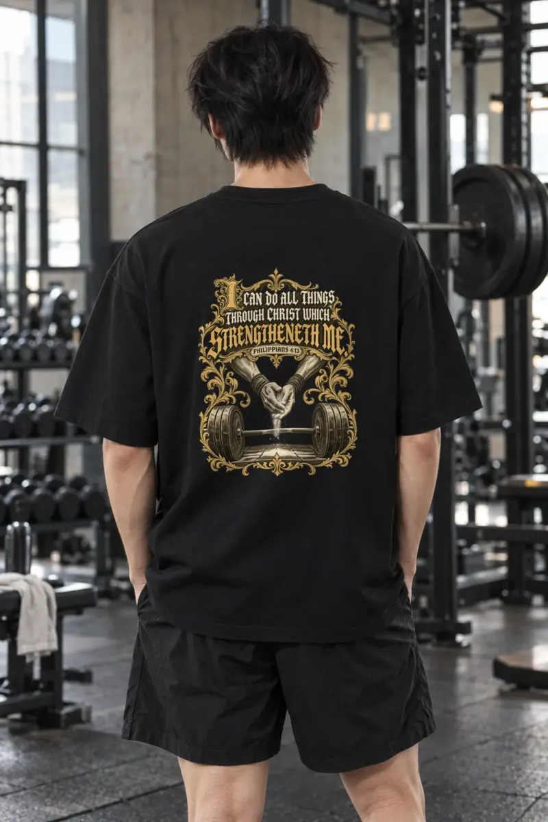 "I Can Do All Things Through Christ" Men's Oversized Heavyweight Crewneck T-Shirt